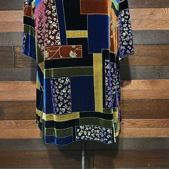 Vintage Blair Multicolor Patchwork Velor Blouse - Picture 3 of 10